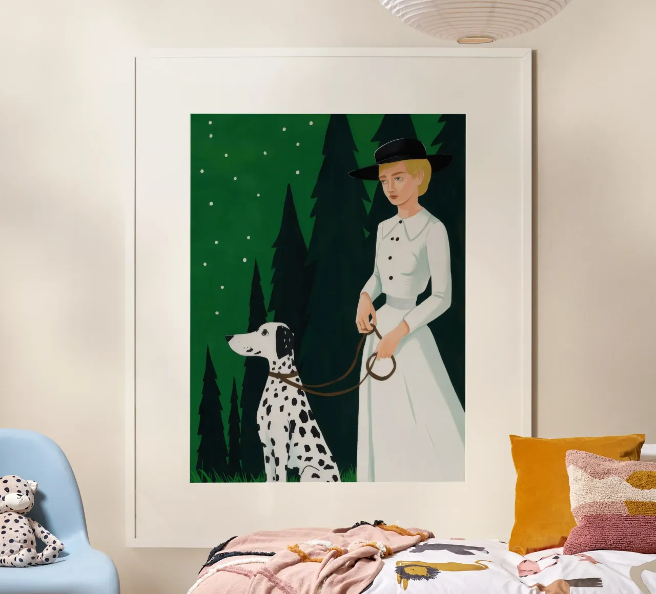 Paseo de los dálmatas a la luz de las estrellas poster con marco de aluminio de Giant Foxs