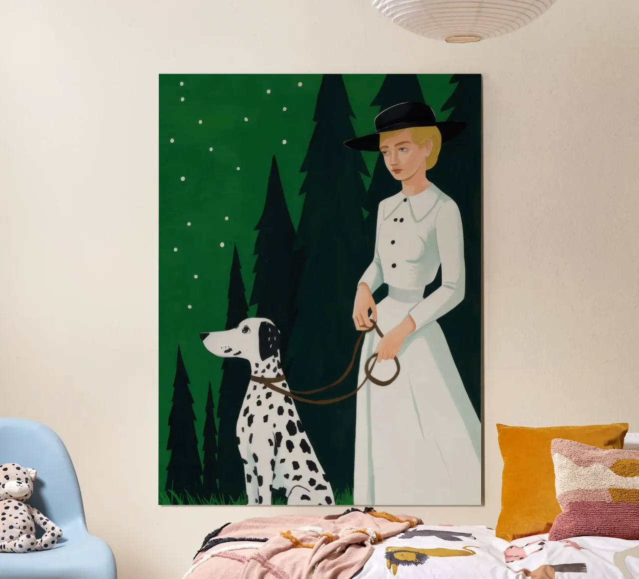 Paseo de los dálmatas a la luz de las estrellas poster con marco de aluminio de Giant Foxs