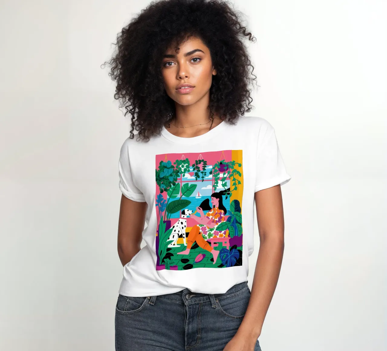 Pool Party Paradise women's fitted t-shirt by Flock Reverie