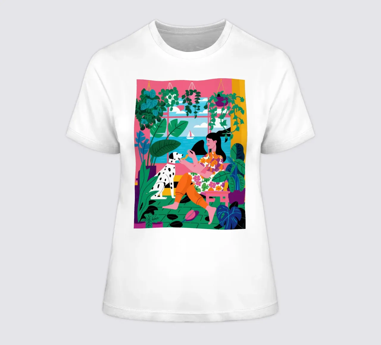 Pool Party Paradise women's fitted t-shirt by Flock Reverie