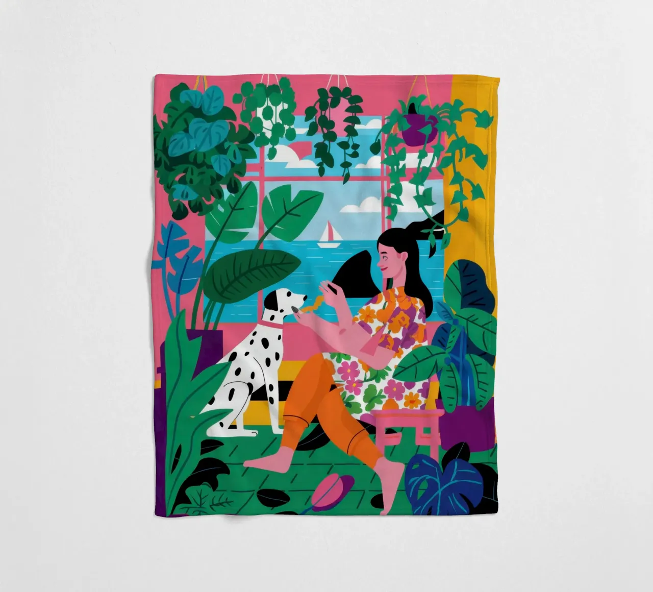 Pool Party Paradise fleece blanket by Flock Reverie