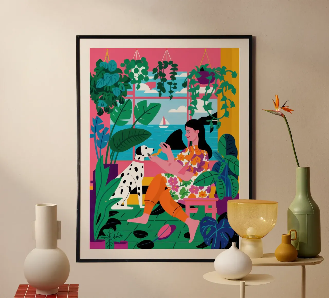Il paradiso delle feste in piscina poster con telaio in plastica da Flock Reverie