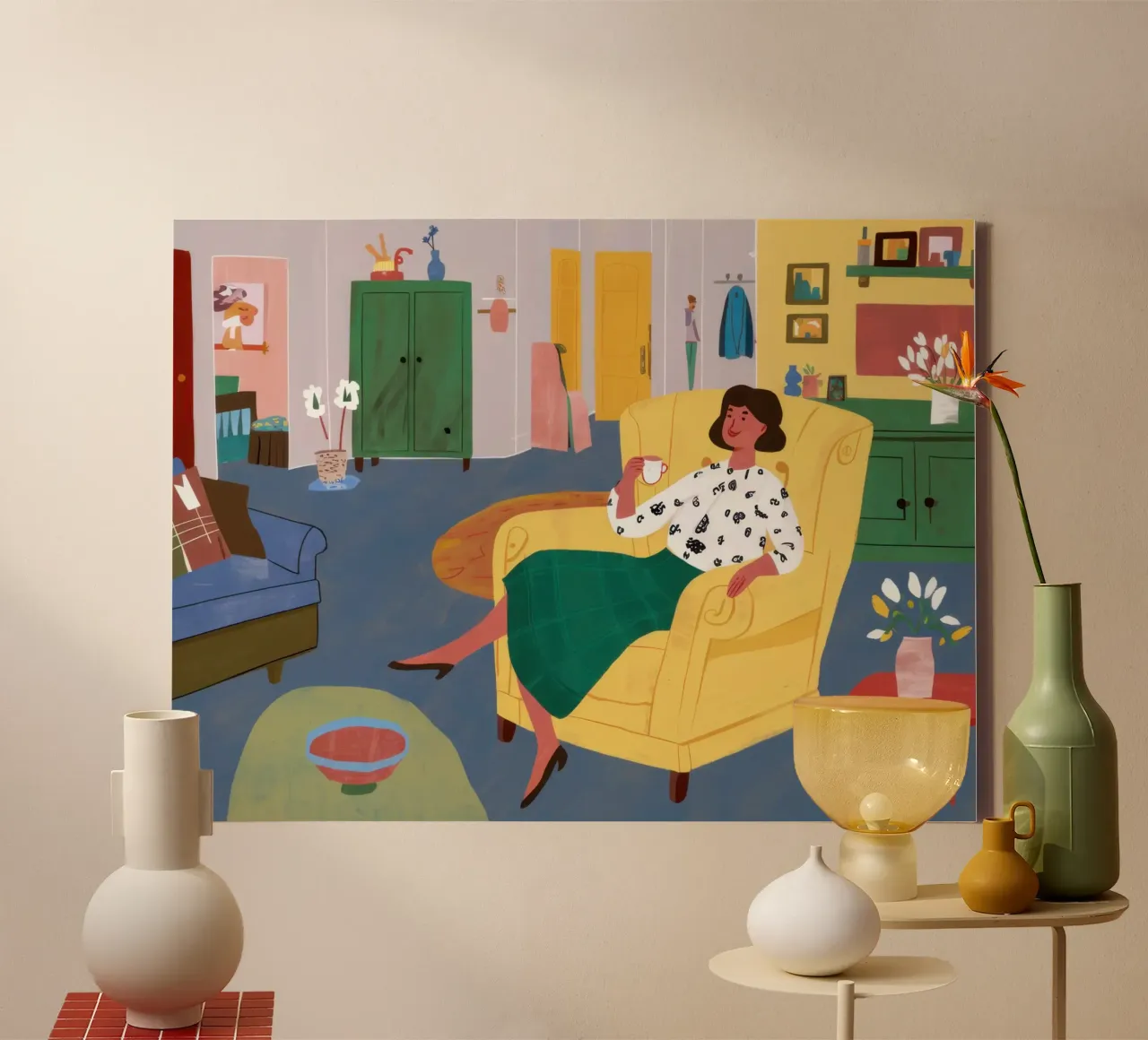 Gouden leunstoel dagdroom canvas met Baklijst van Reds Jays