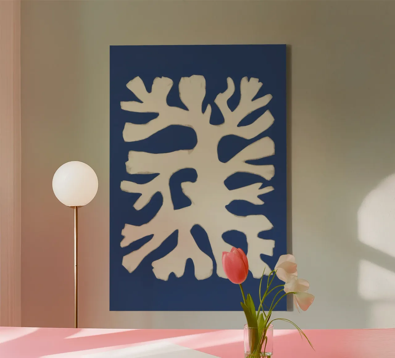 Blauw zeewier dans canvas met Baklijst van Mythy Brush
