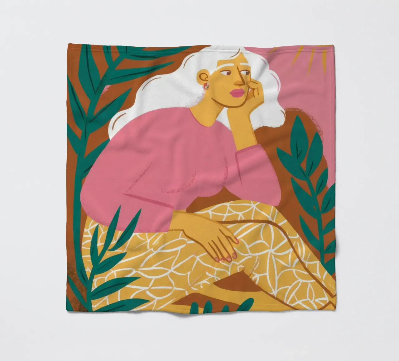 Poolside Feline Repose fleece blanket by Reds Jays