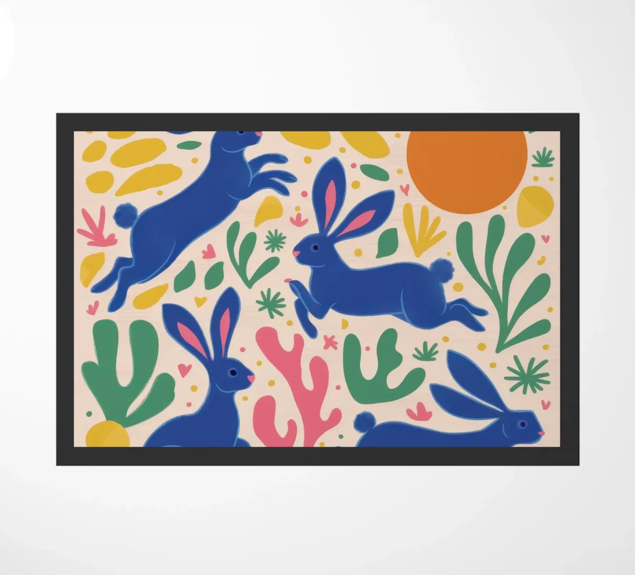 Midnight Rabbit Dance doormat by Ink Pulse