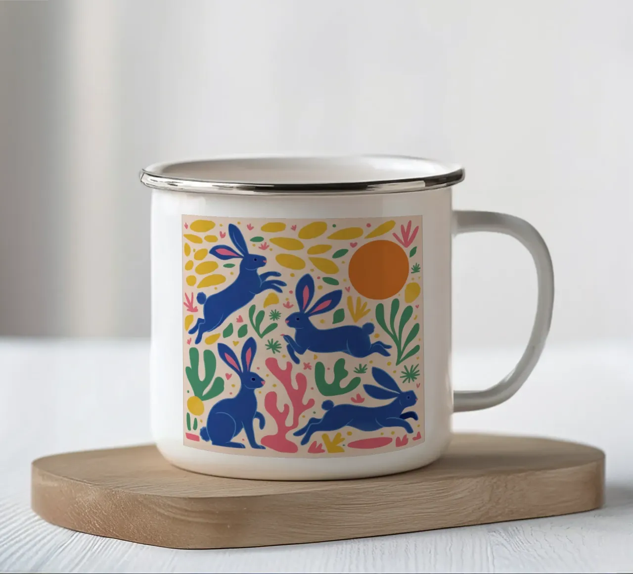 Danza del coniglio di mezzanotte tazza in smalto da Ink Pulse