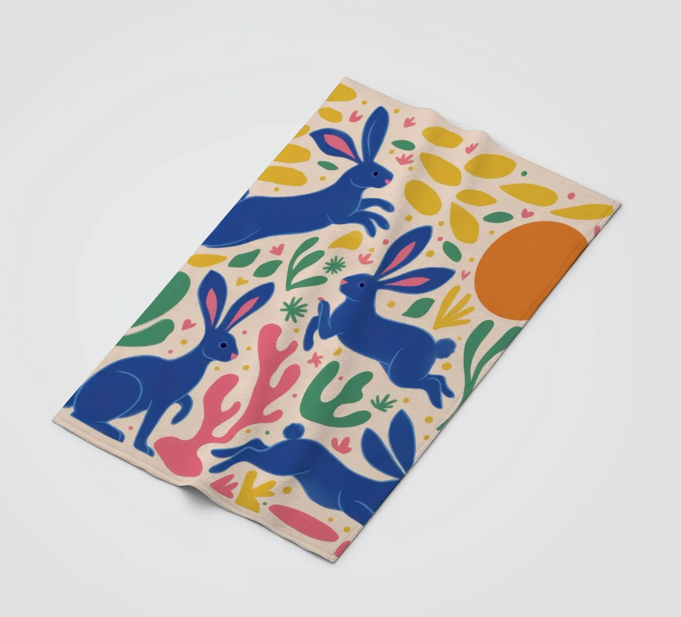 Midnight Rabbit Dance fleece blanket by Ink Pulse