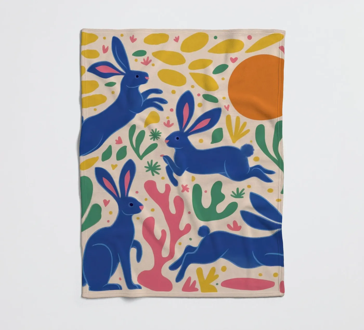 Midnight Rabbit Dance fleece blanket by Ink Pulse