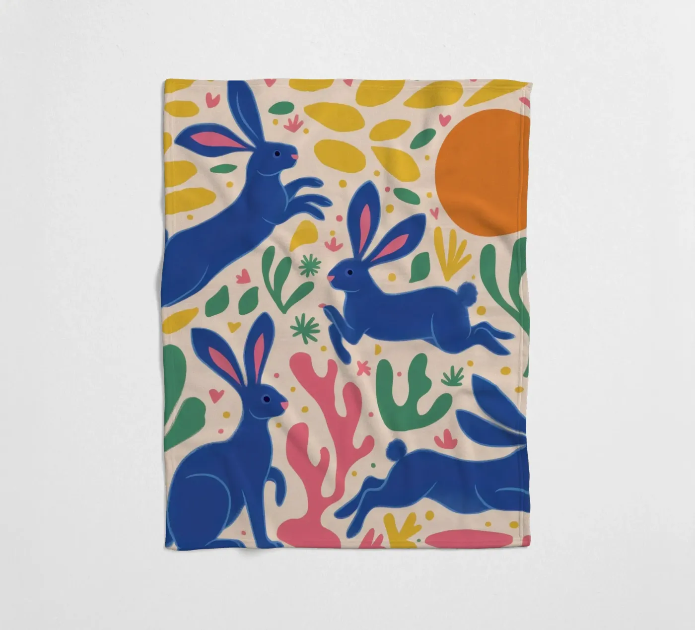 Midnight Rabbit Dance fleece blanket by Ink Pulse