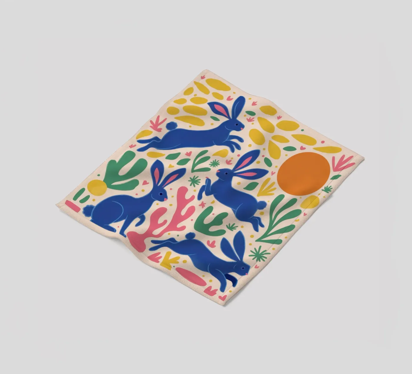 Midnight Rabbit Dance fleece blanket by Ink Pulse