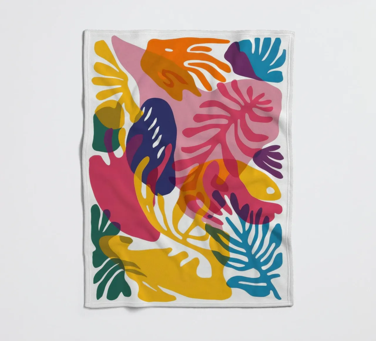 Tropical Leaf Collage fleece blanket by Ink Pulse