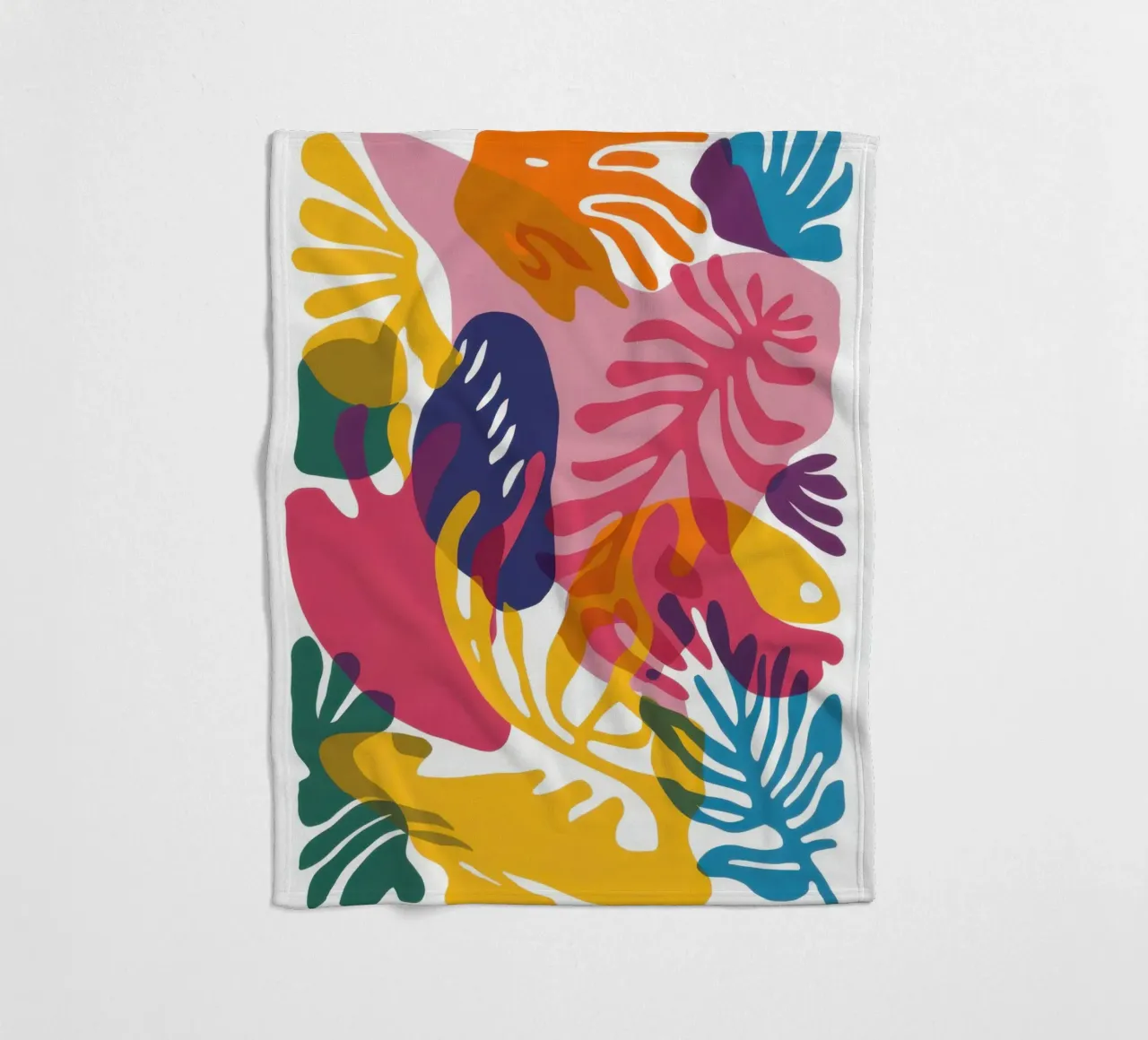 Tropical Leaf Collage fleece blanket by Ink Pulse
