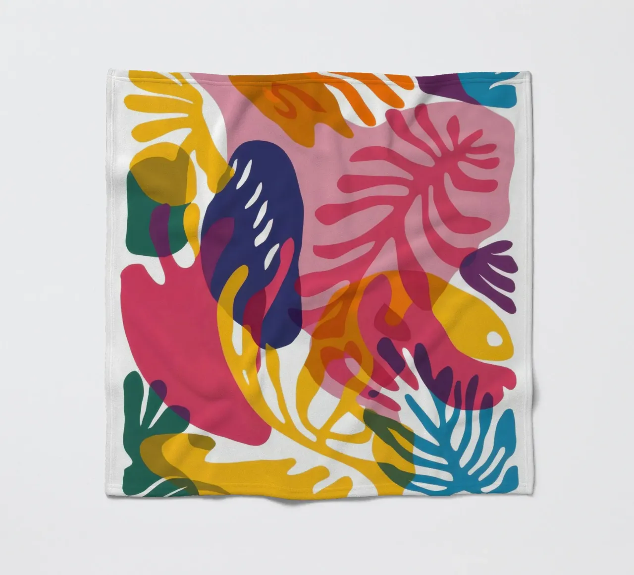 Tropical Leaf Collage fleece blanket by Ink Pulse