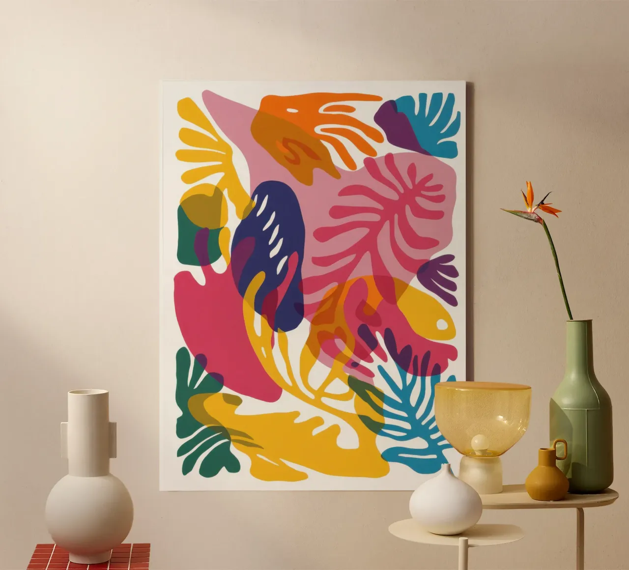 Tropical Leaf Collage canvas by Ink Pulse