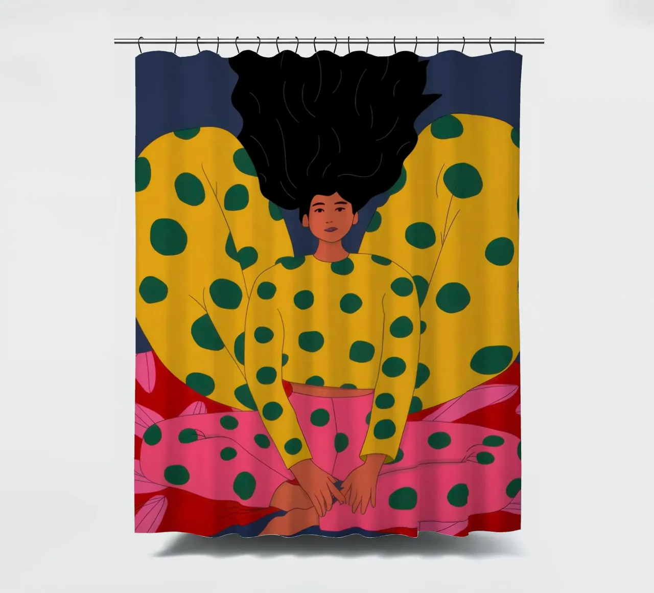 Vibrant Polka Dot Soul shower curtain by Giant Foxs