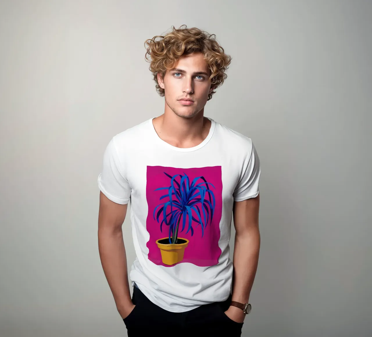 Fuchsia's Electric Blue t-shirt by Rain Balance