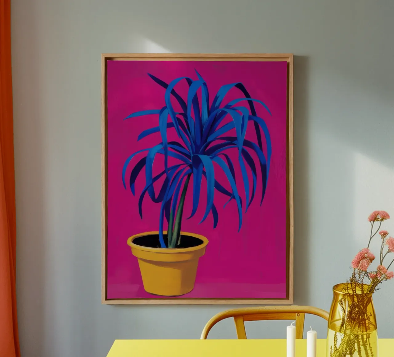 Blu elettrico di Fucsia tela con Cornice a cassetta da Rain Balance