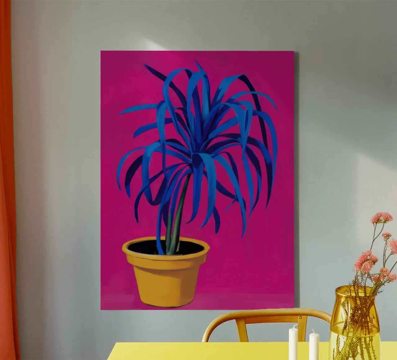 Blu elettrico di Fucsia tela con Cornice a cassetta da Rain Balance