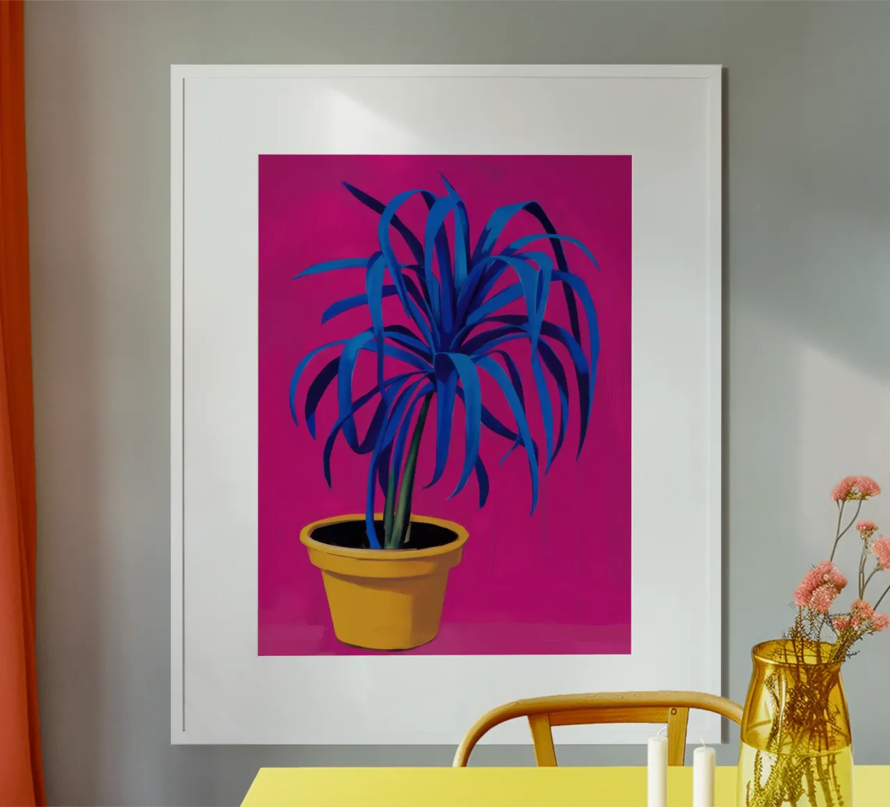 Blu elettrico di Fucsia poster con telaio in alluminio da Rain Balance