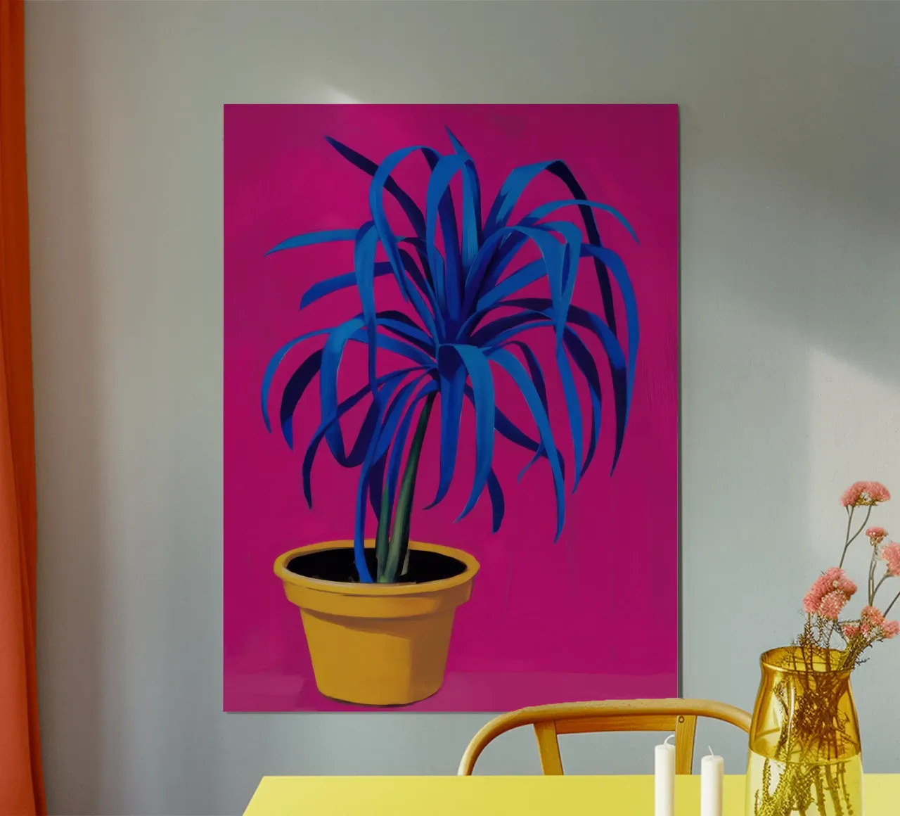 Blu elettrico di Fucsia poster con telaio in alluminio da Rain Balance