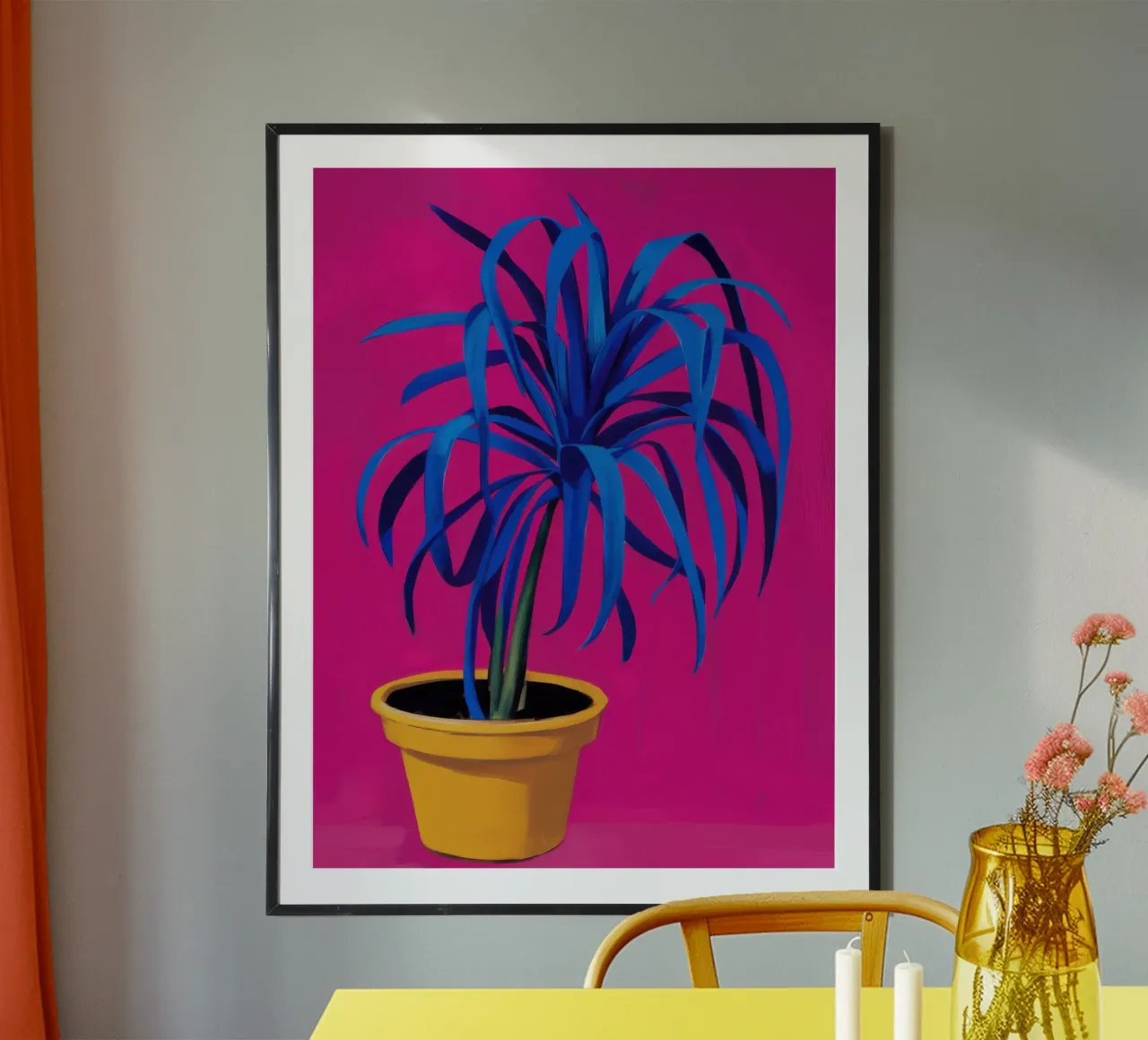 Blu elettrico di Fucsia poster con telaio in alluminio da Rain Balance