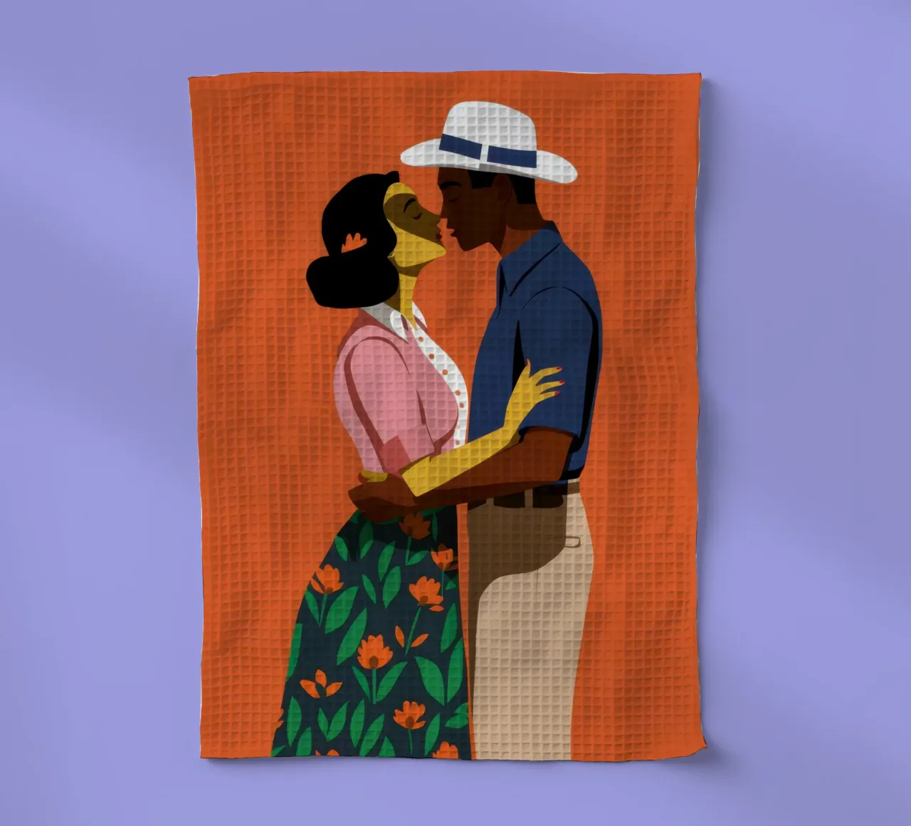 Tender Sunset Embrace tea towel by Monuments Fire