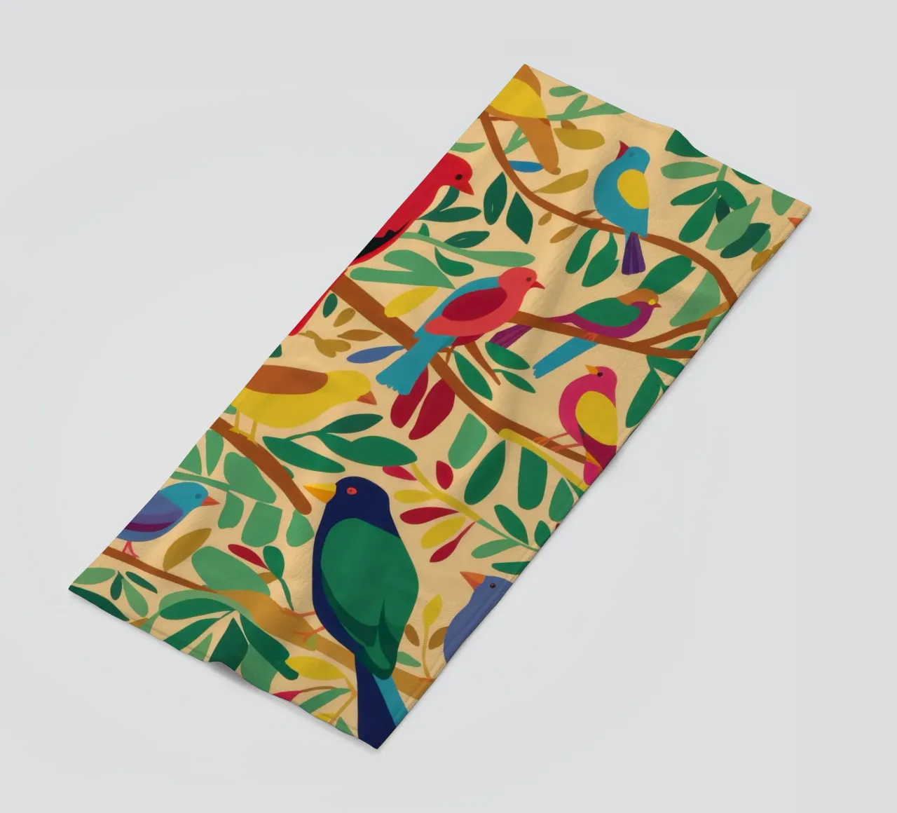 Aviary in the Branches beach towel by Ink Pulse