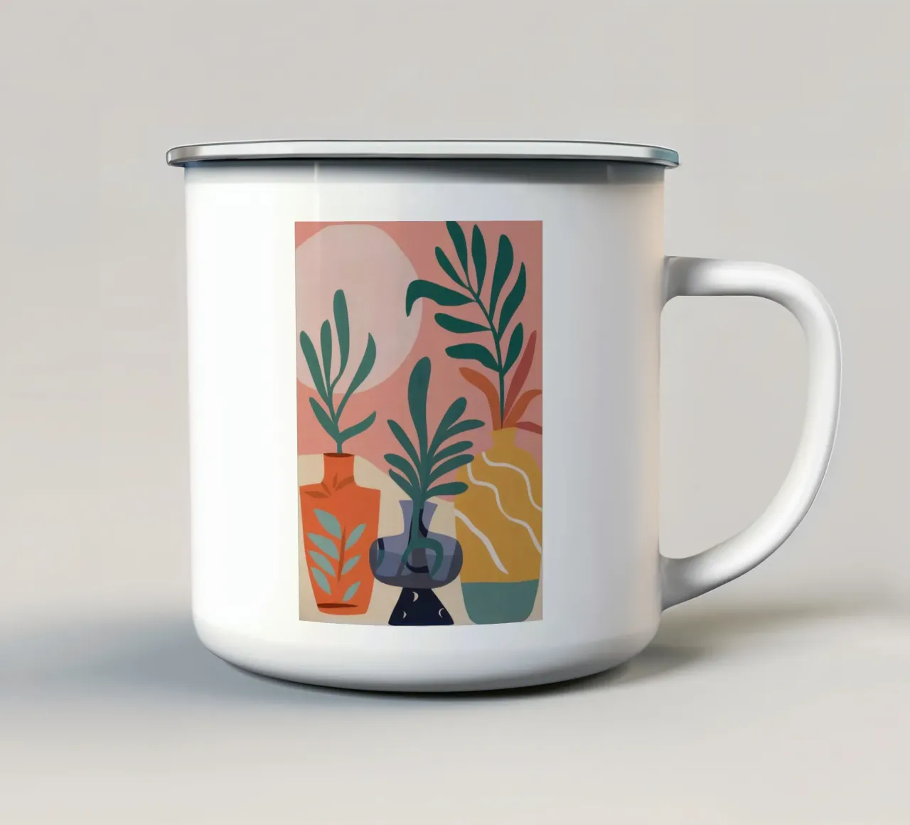 Natura morta botanica Boho tazza in smalto da Flock Reverie