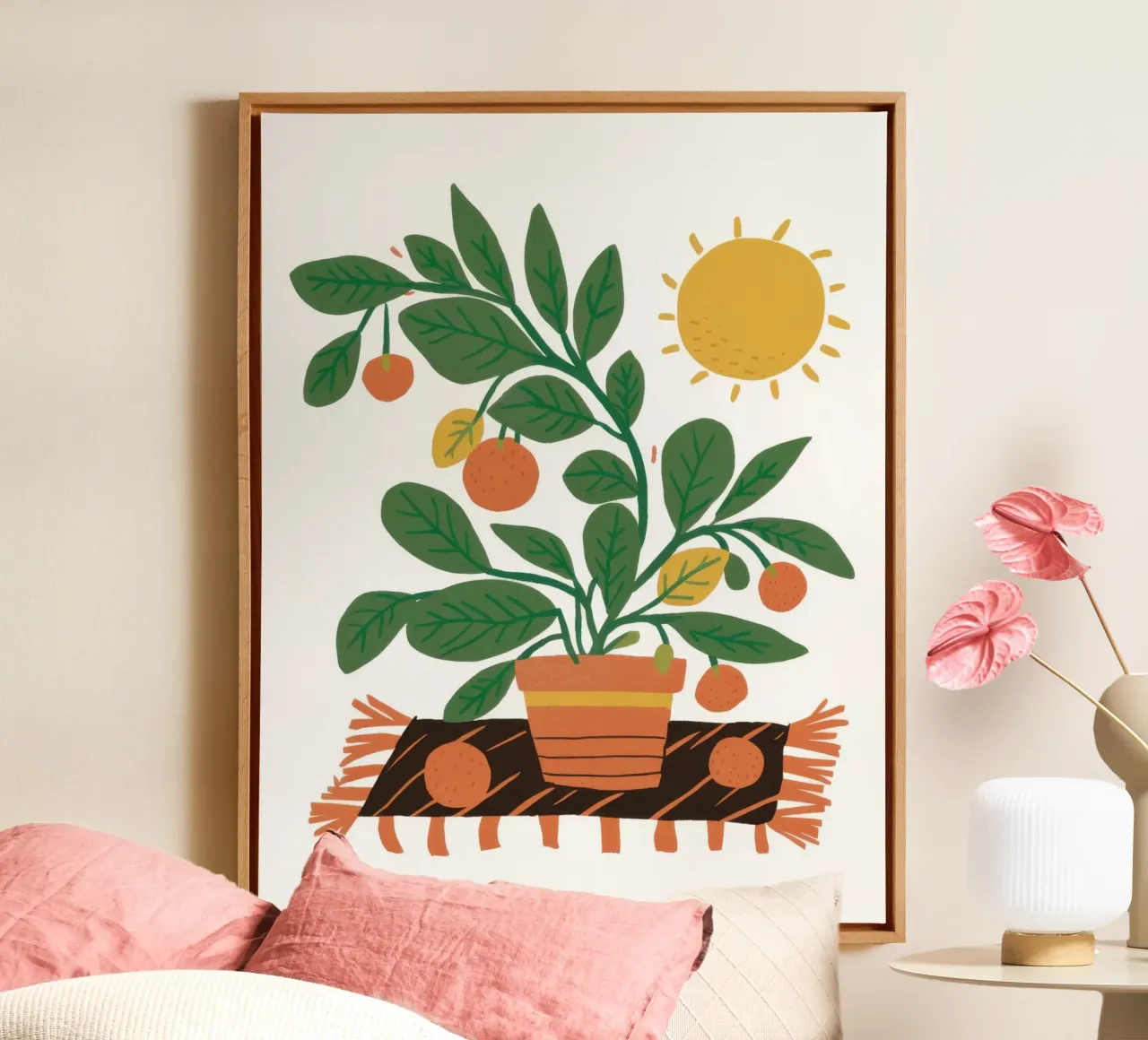 Il mio piccolo albero di arance tela con Cornice a cassetta da Ink Pulse