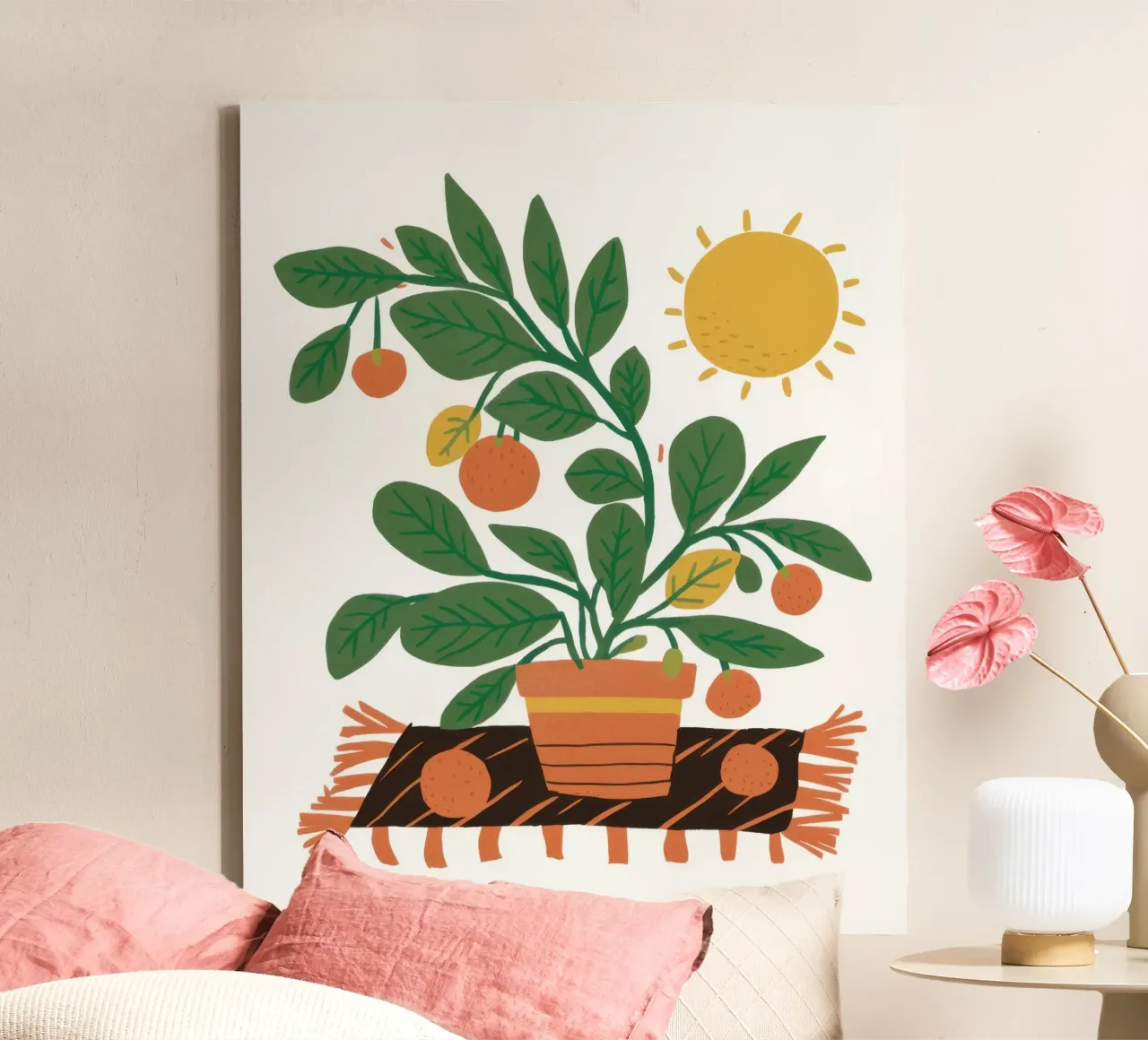 Il mio piccolo albero di arance tela con Cornice a cassetta da Ink Pulse