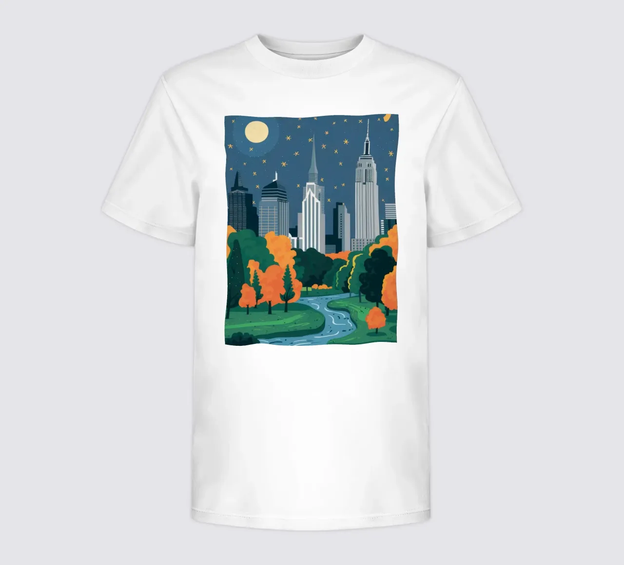 Manhattan Night Magic kids t-shirt by Flock Reverie