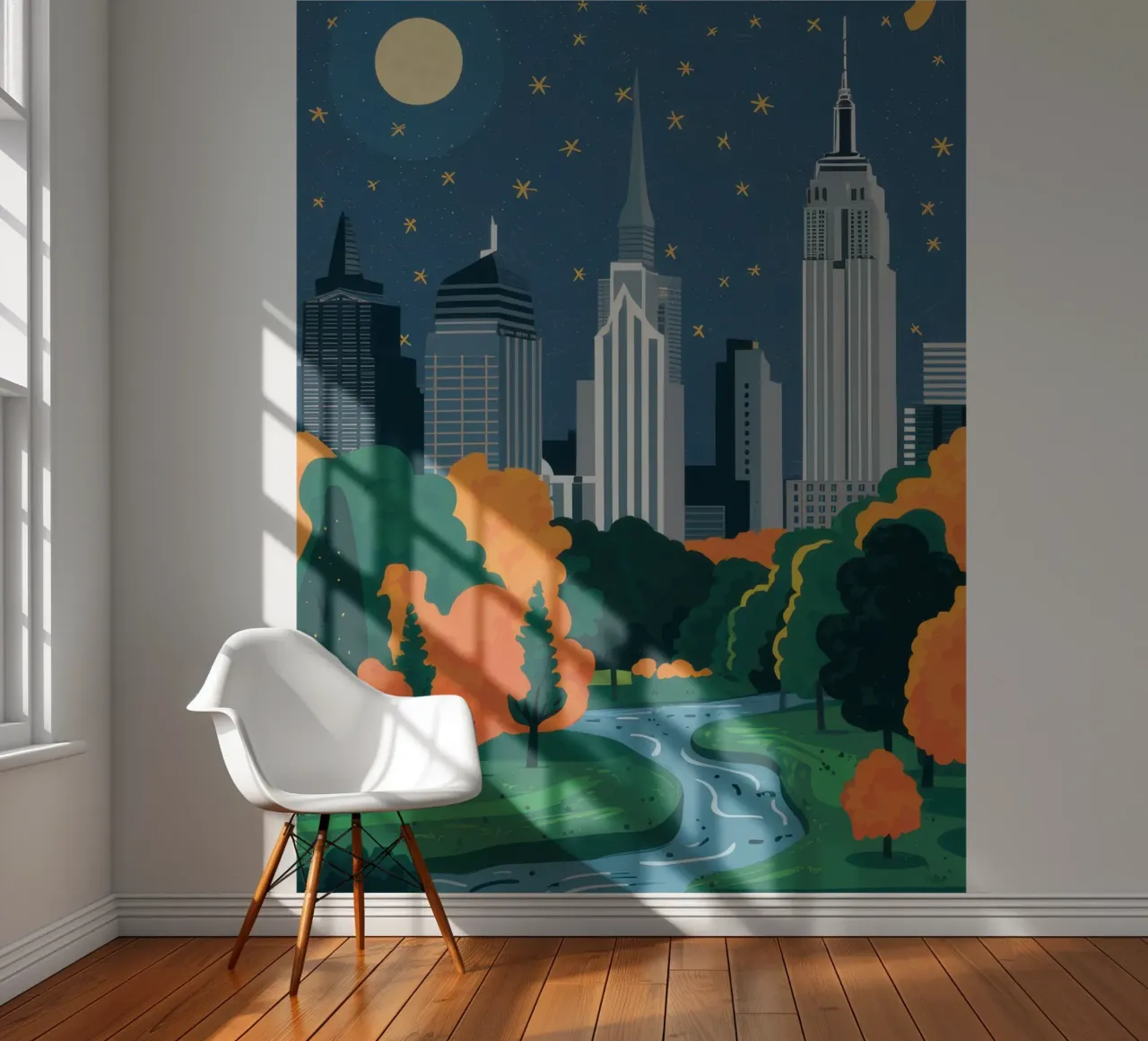 Manhattan Nachtmagie fotobehang van Flock Reverie