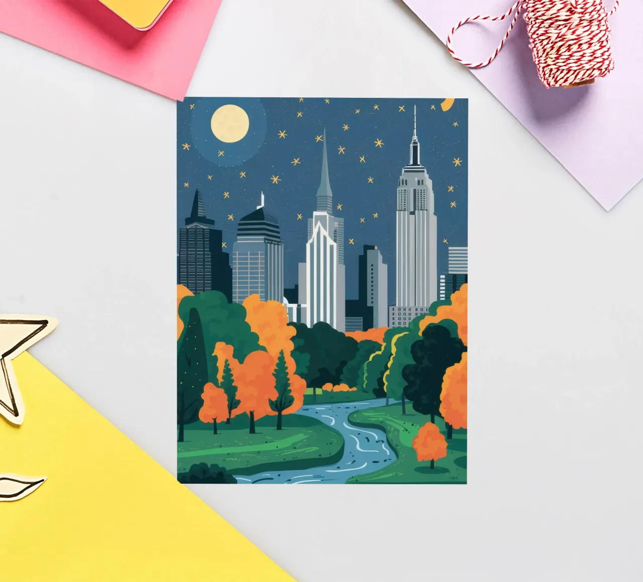Manhattan Night Magic Sticker von Flock Reverie
