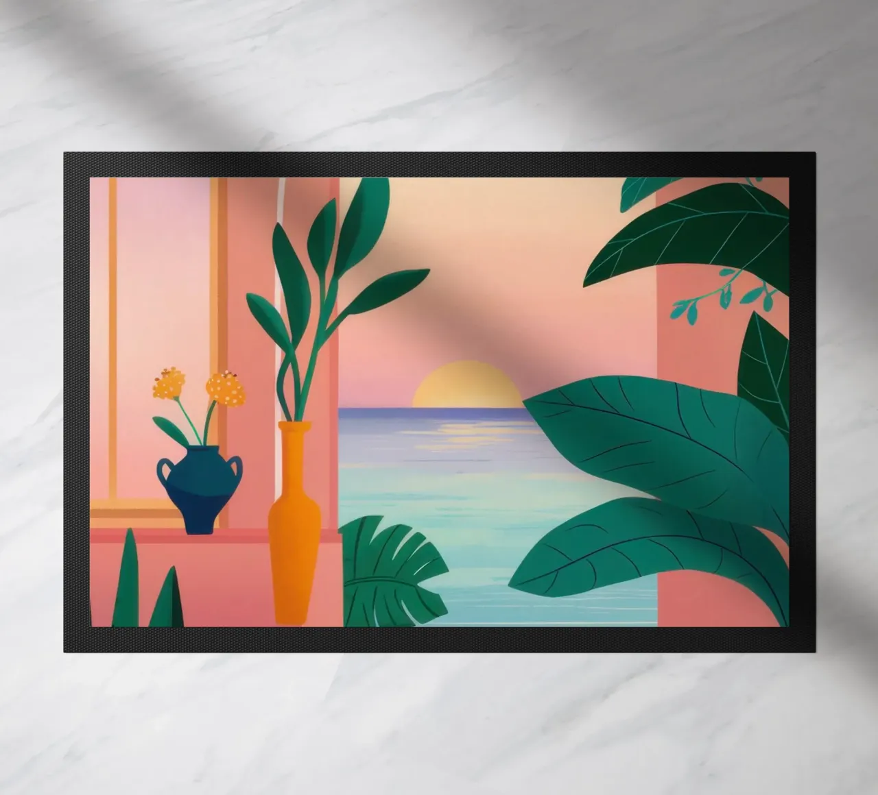 Archway to Sunset Palm doormat by Dream Gesso
