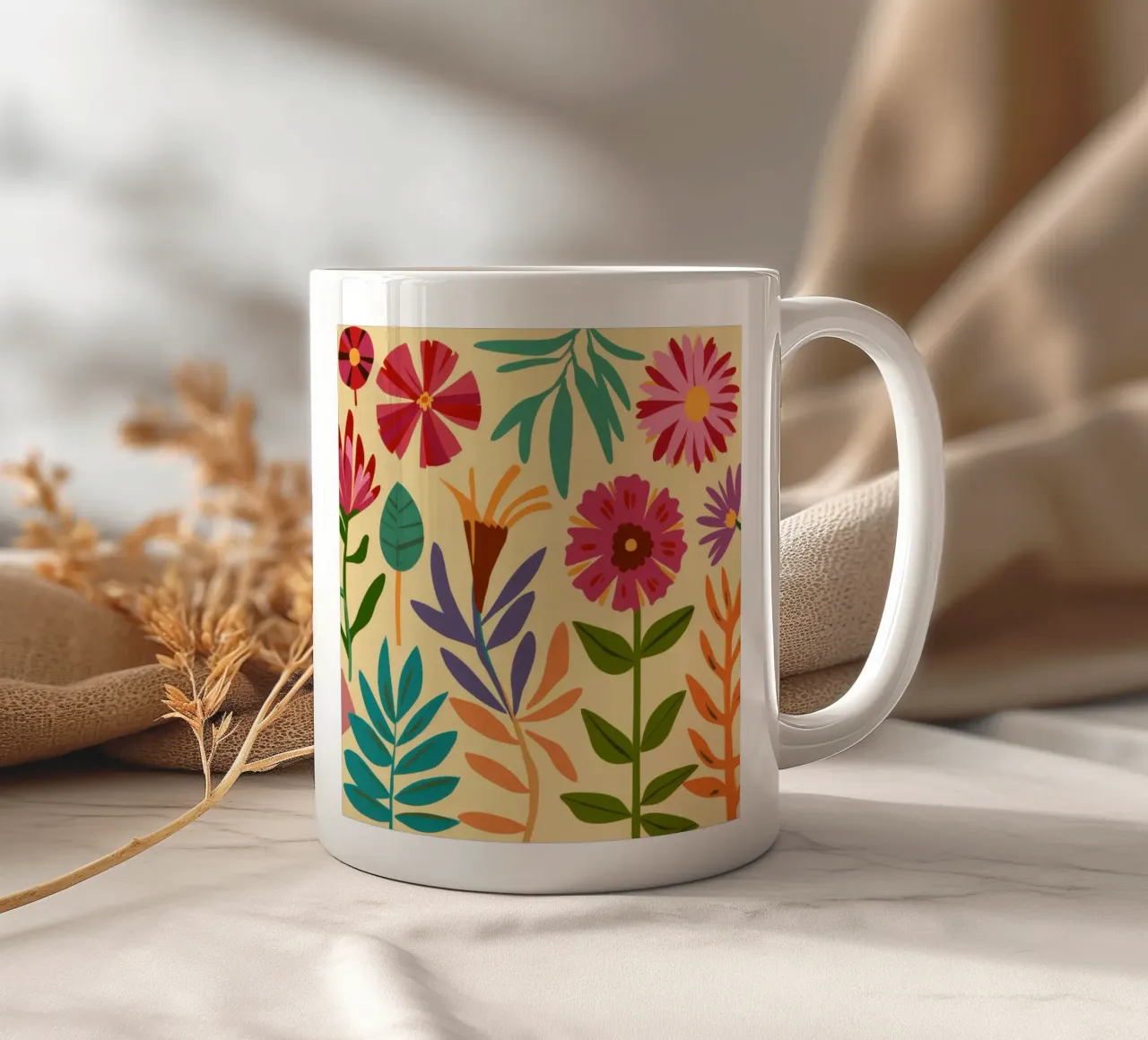 Intreccio di fiori selvatici tazza in ceramica da Reds Jays