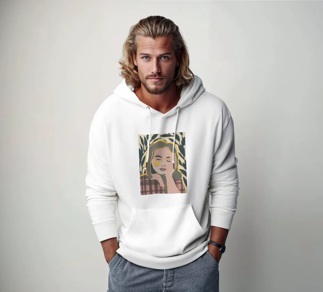 Sfondo plaid sognatore felpa con cappuccio da Ink Pulse