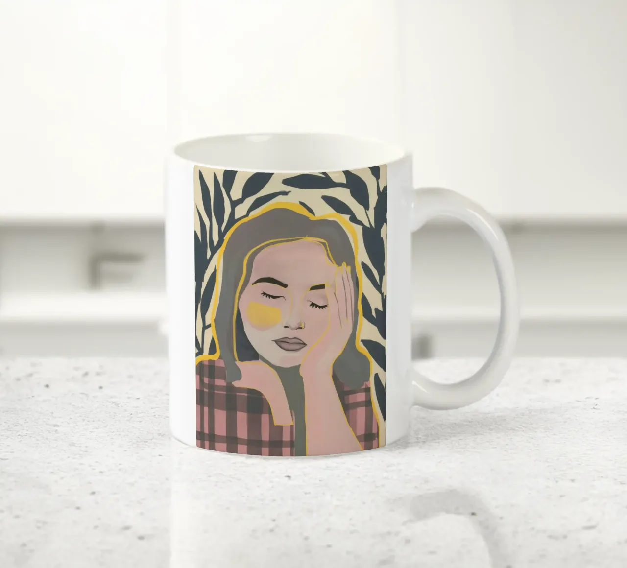 Sfondo plaid sognatore tazza in ceramica da Ink Pulse