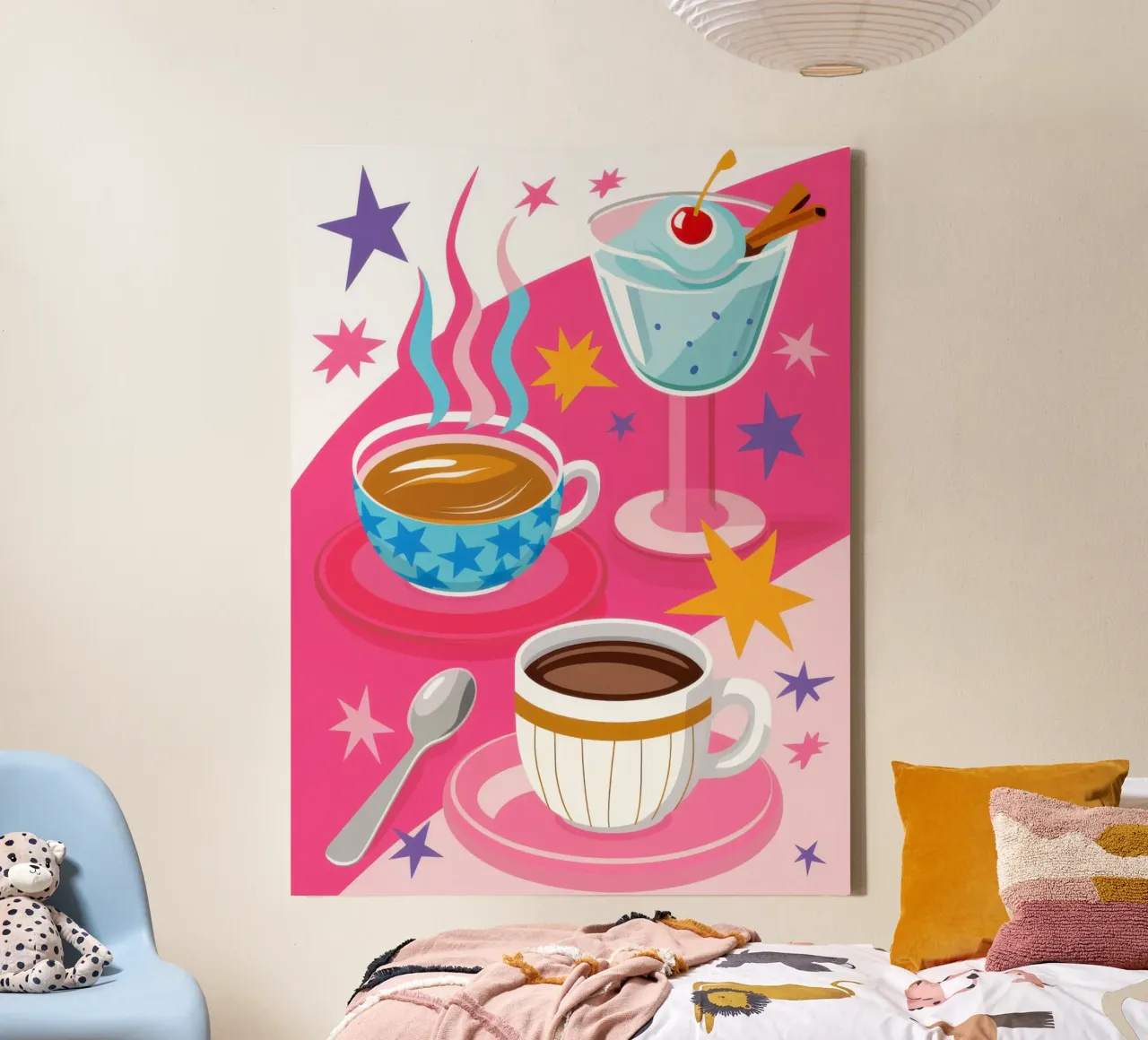 Caffè celeste scintillante tela con Cornice a cassetta da Reds Jays