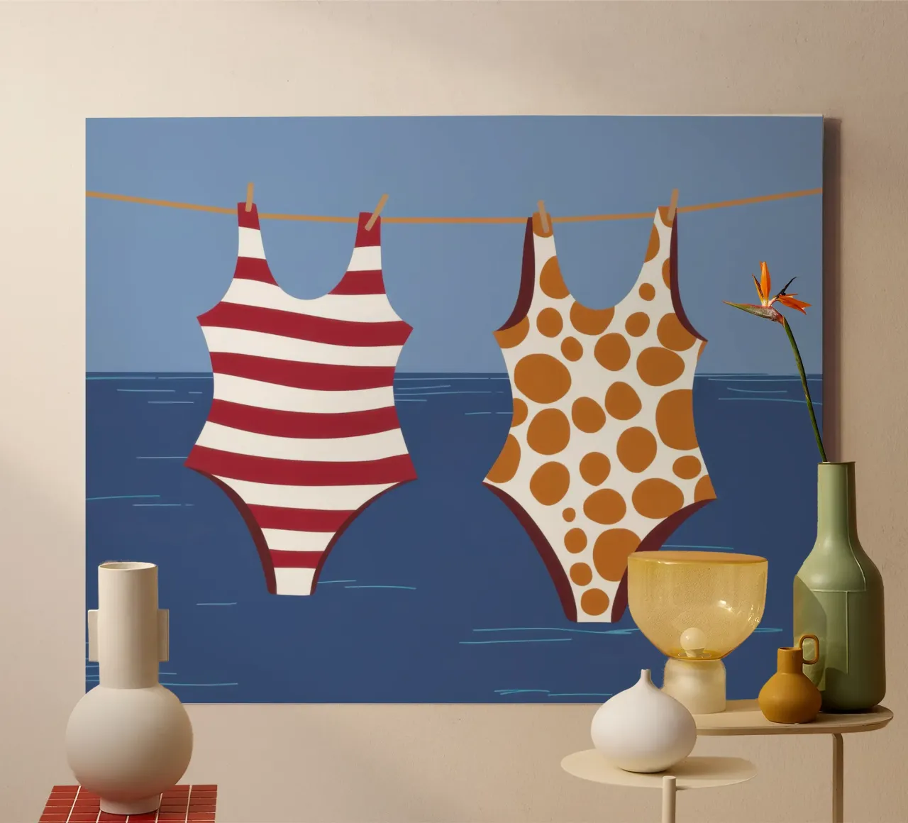 Seaside Stripe Duet canvas van Rain Balance