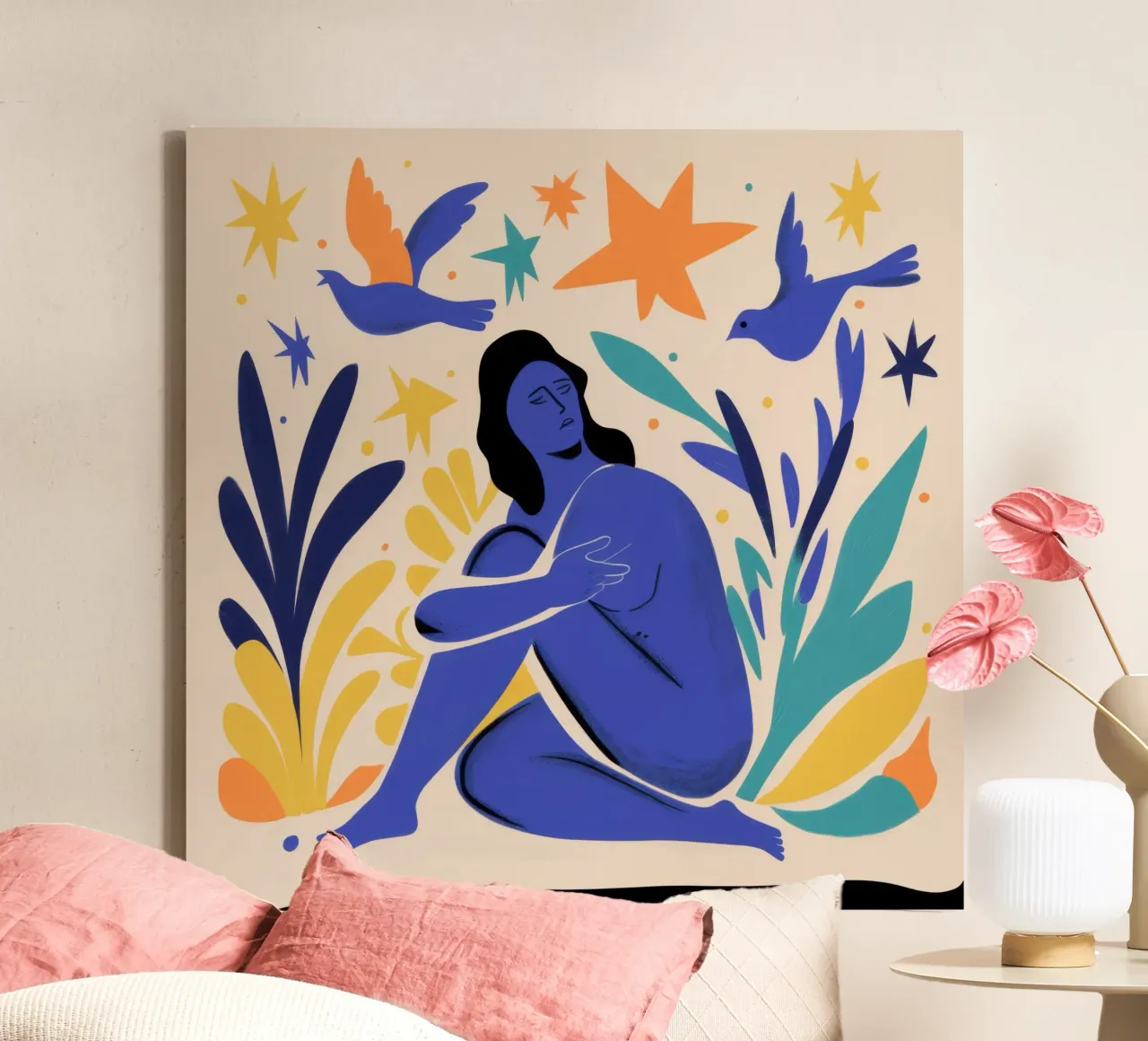 Kobalt Kosmische Droom canvas met Baklijst van Dream Gesso