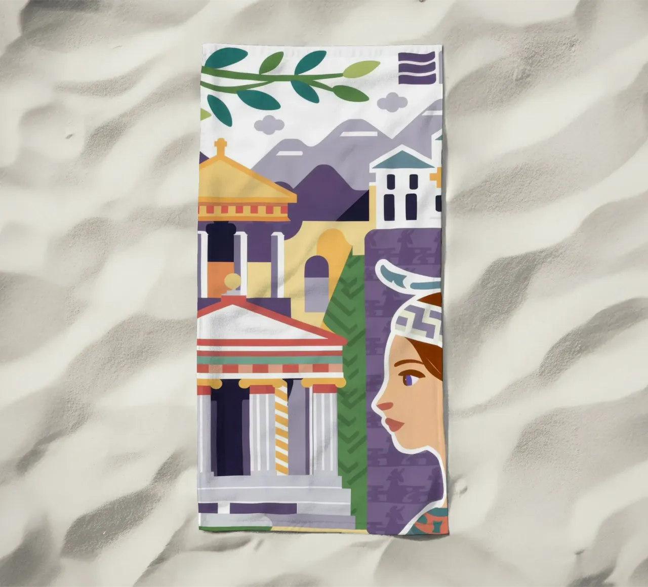 Eine Muse auf der Akropolis Strandtuch von Ink Pulse