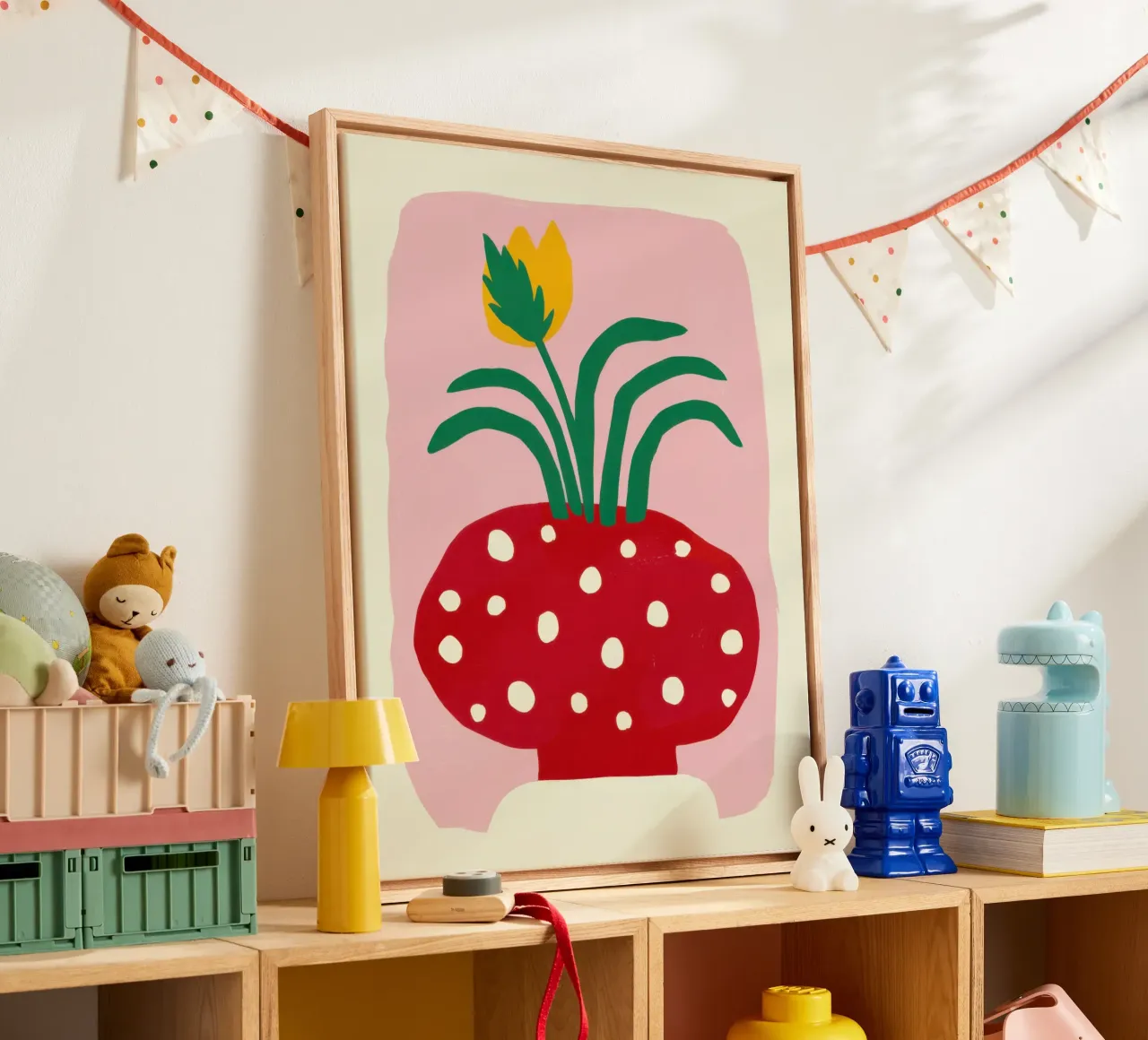 Stippelplant Pop canvas met Baklijst van Giant Foxs