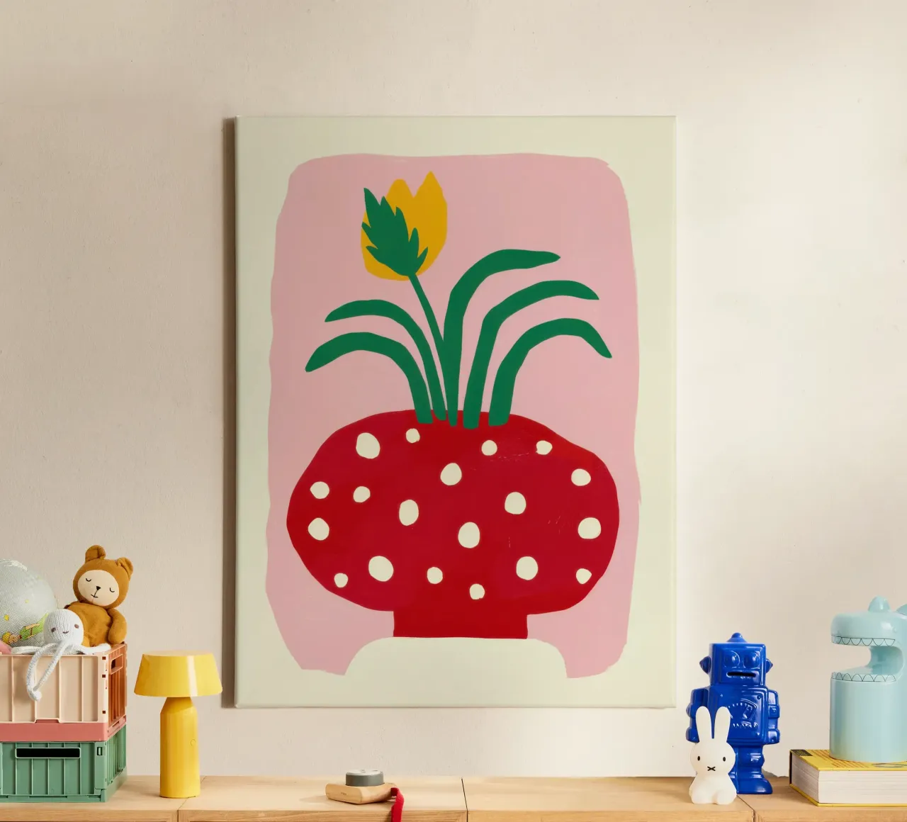 Stippelplant Pop canvas met Baklijst van Giant Foxs