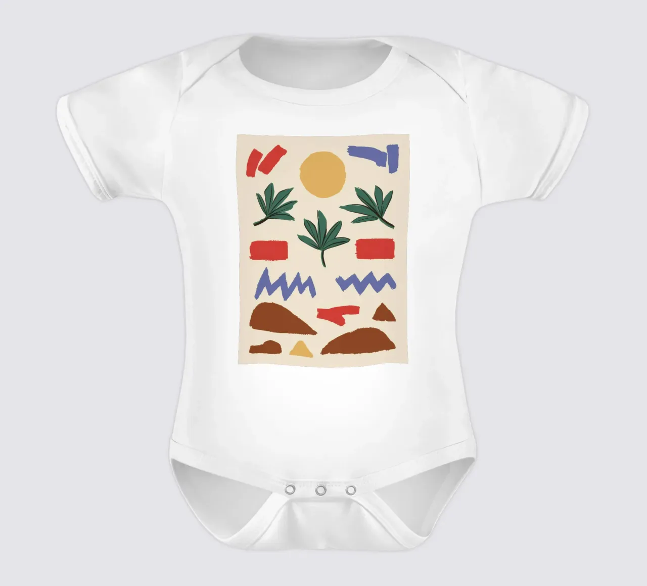 Earthen Element Pattern short-sleeve baby romper by Dream Gesso