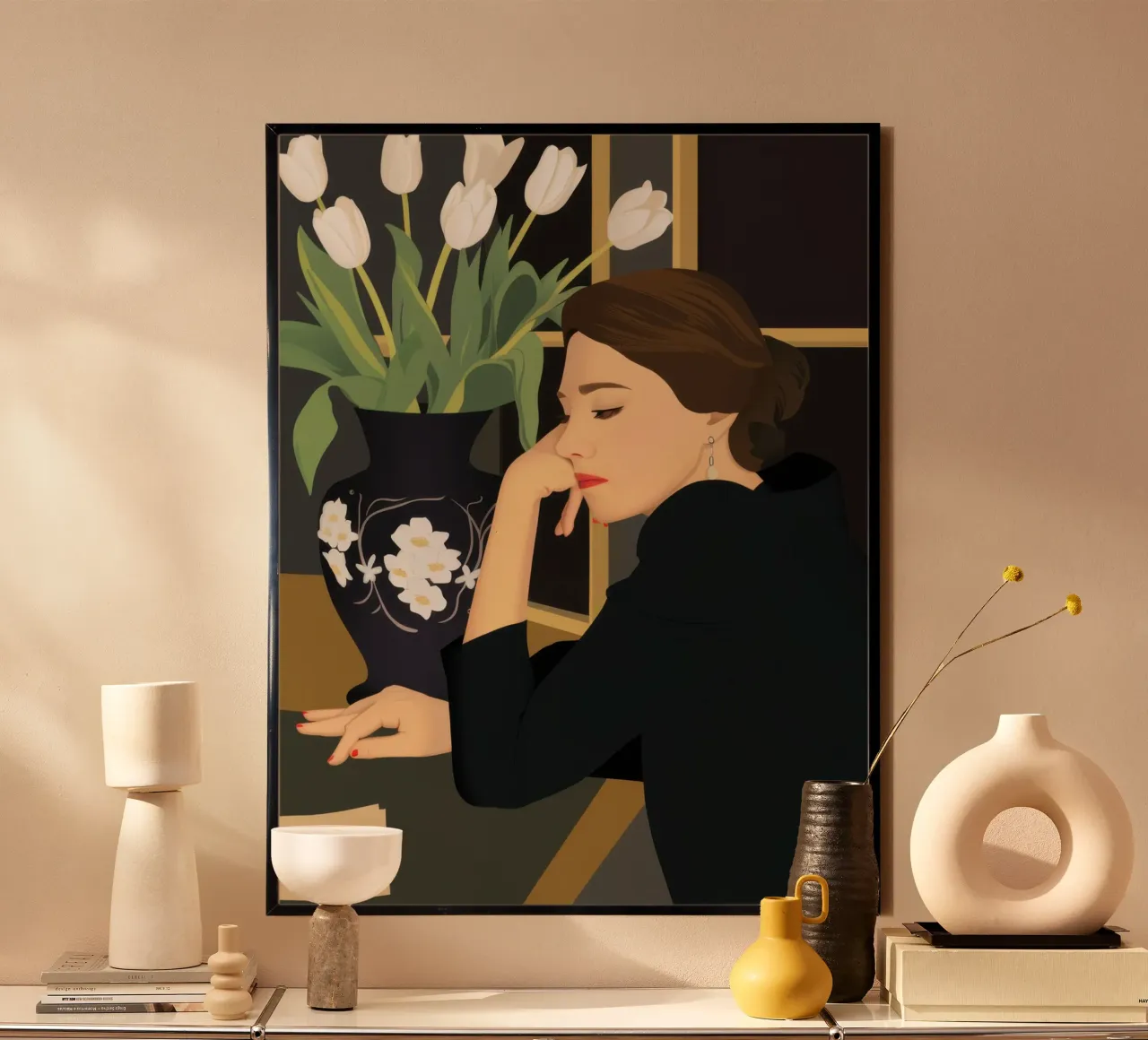 Rituale del rossetto noir poster con telaio in alluminio da Giant Foxs