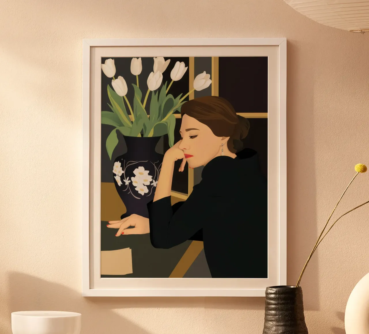 Rituale del rossetto noir poster con telaio in alluminio da Giant Foxs
