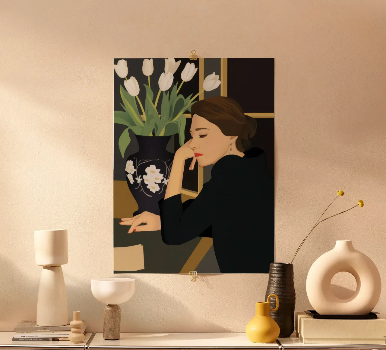 Rituale del rossetto noir poster con telaio in alluminio da Giant Foxs