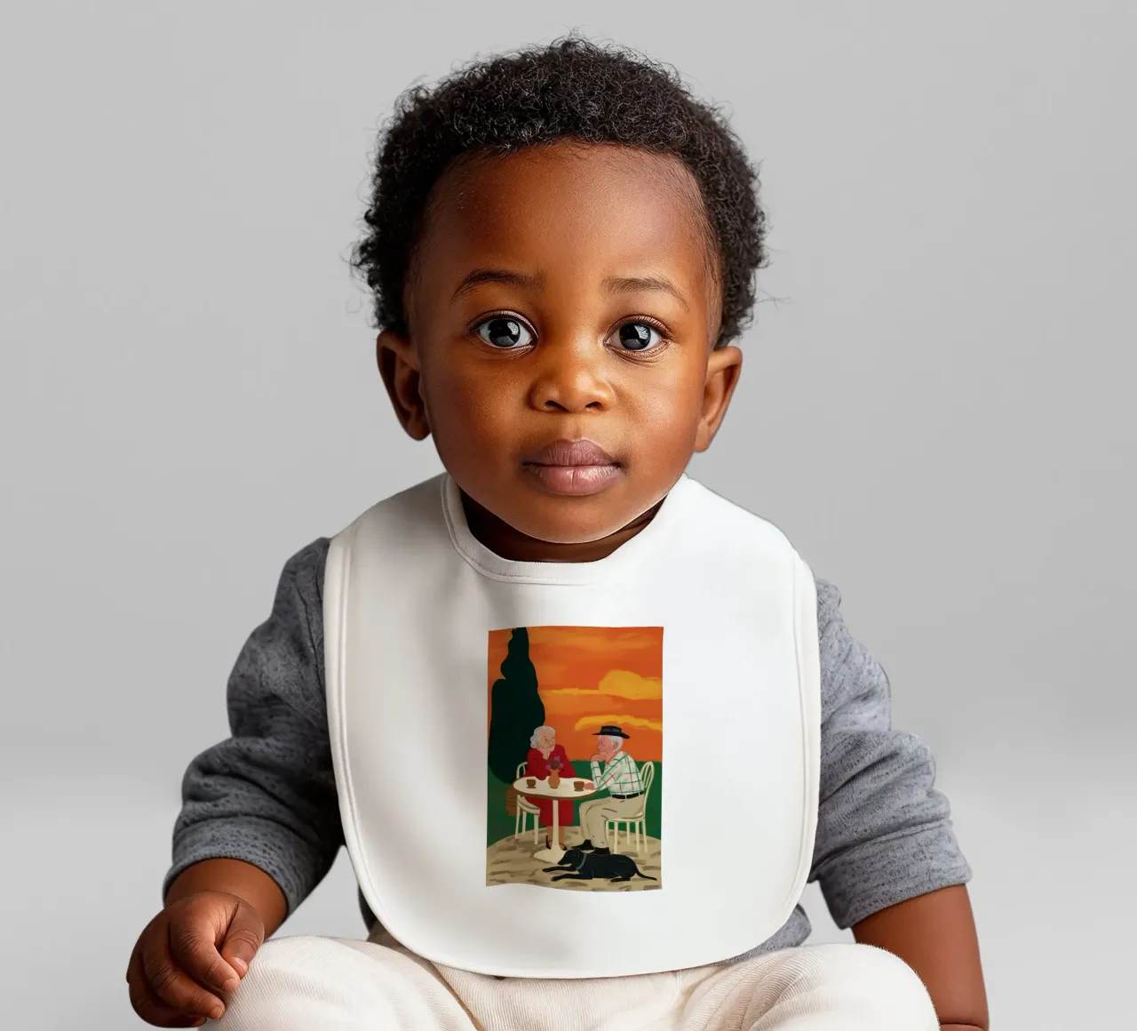 Sunset Cafe Duet baby bib by Giant Foxs