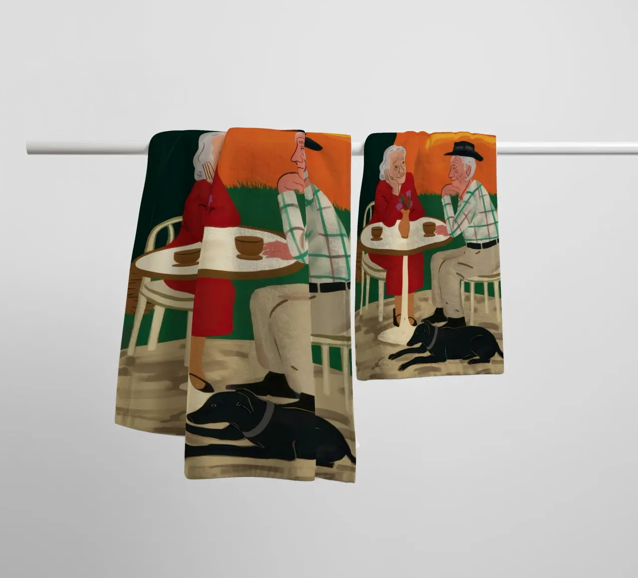 Café Zonsondergang Duet badhanddoek van Giant Foxs